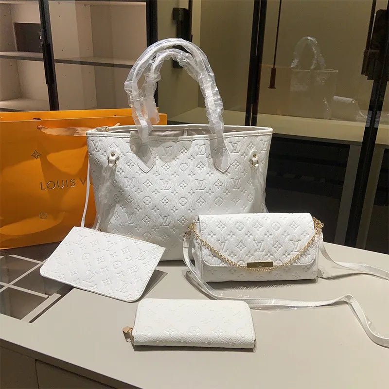 White Casual Letters Embossed Bags