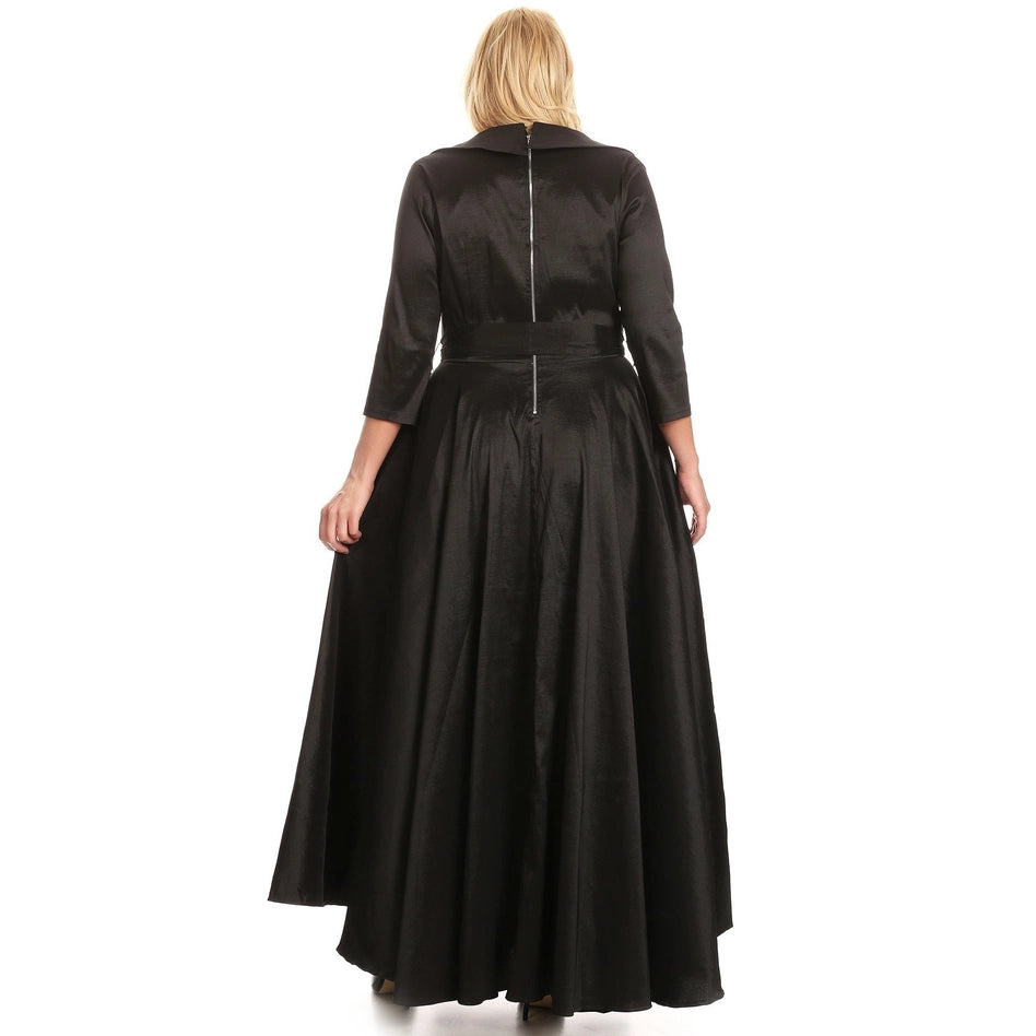 Plus Taffeta Wrapped A-Line Maxi Dress