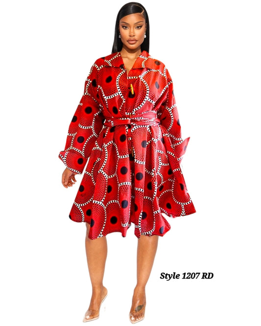 Cotton Short Dress / Blouse Red