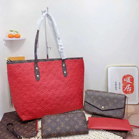 Red Casual Simplicity Letter Patchwork Zipper Bags