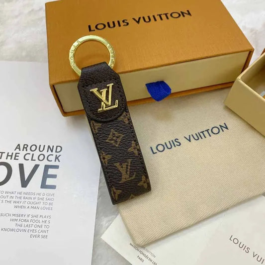 Brown Simplicity Letter Patchwork Key Ring