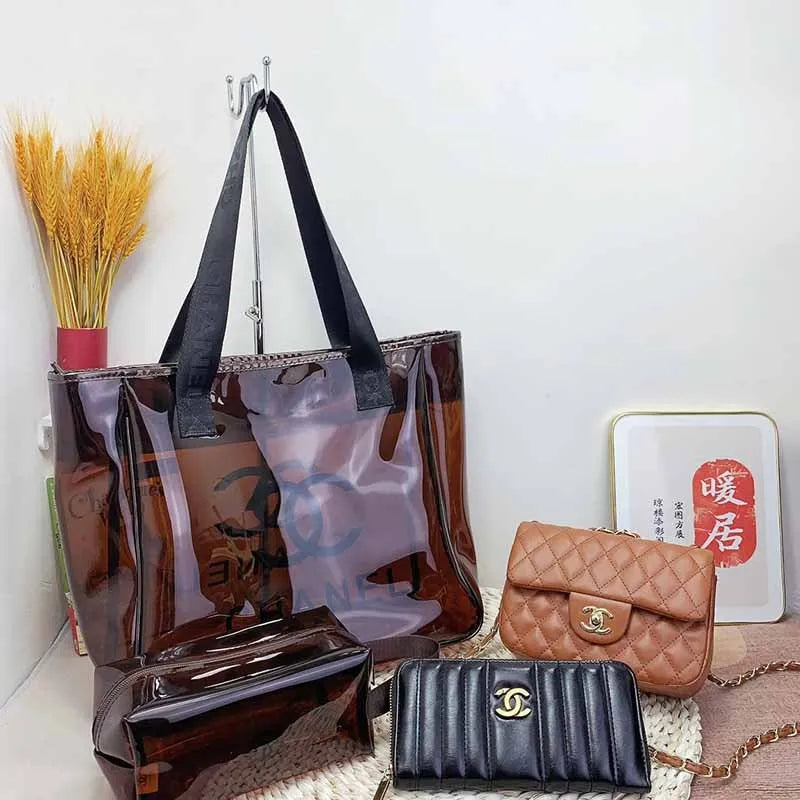 Brown Street Simplicity Letter Patchwork Chains Zipper Bags