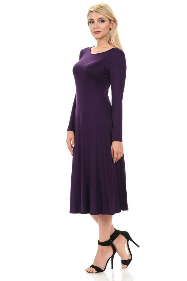 A-Line Long Sleeves Midi Dress Open Pack