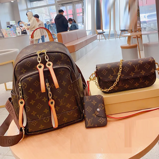 Brown Casual Letters Zipper Bags