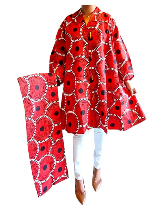 Cotton Short Dress / Blouse Red