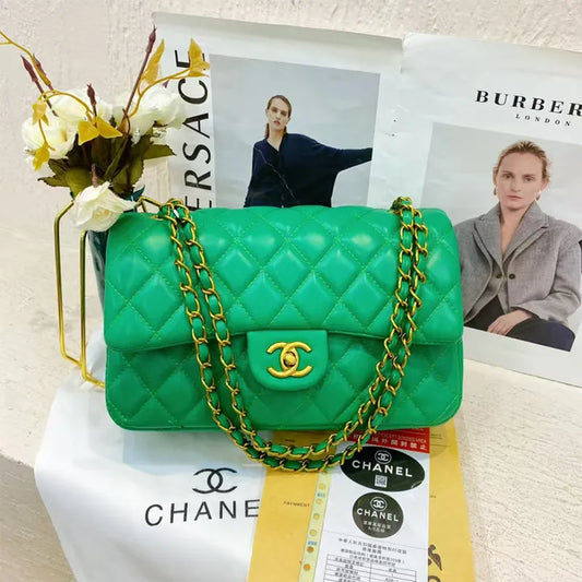 Green Celebrities Solid Color Patchwork Texture Bags