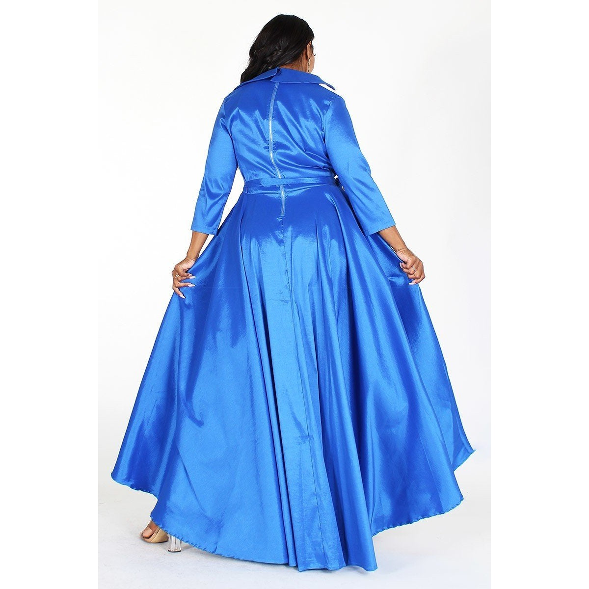 Plus Taffeta Wrapped A-Line Maxi Dress
