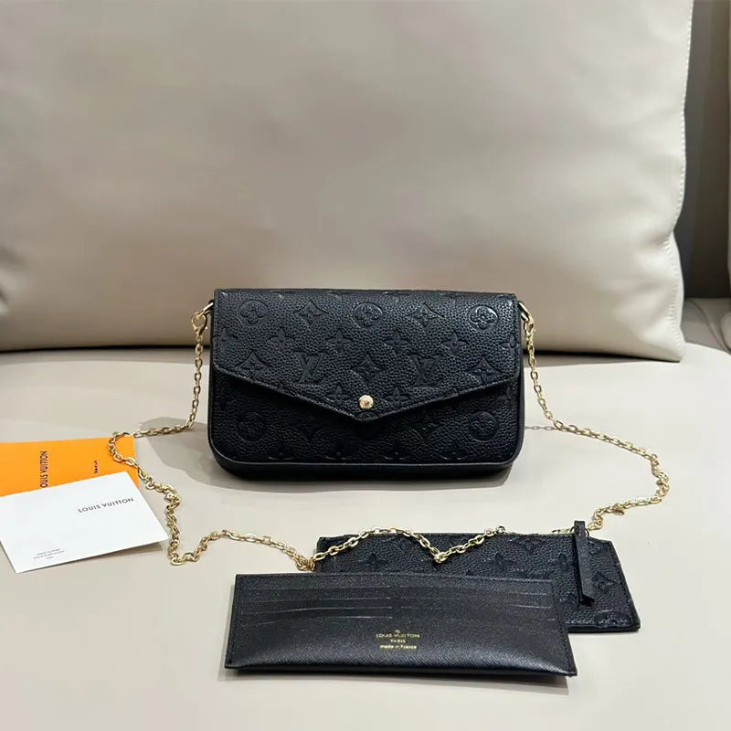 Black Casual Daily Letters Chains Embossed Bags