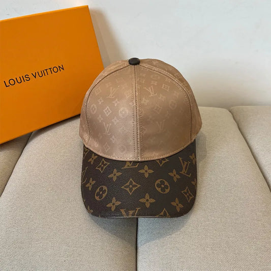 Brown Casual Letters Patchwork Contrast Hat