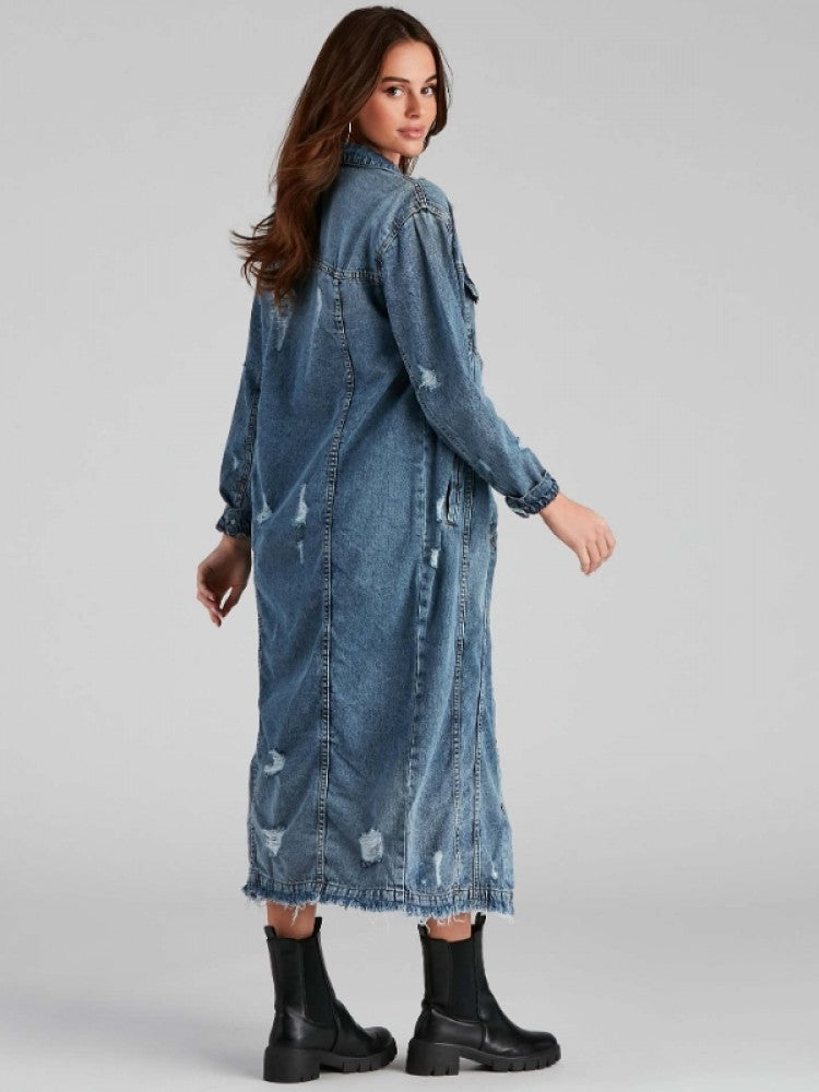 Fashion Ripped Denim Jacket Coats
