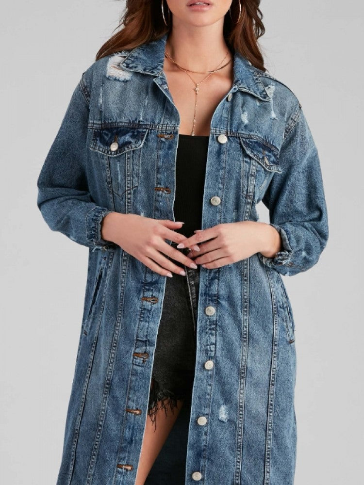 Fashion Ripped Denim Jacket Coats