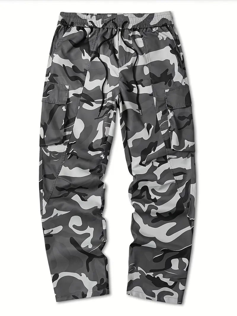 Camouflage Cargo Pants - Loose Fit Outdoor Work Trousers with Multiple Utility Pockets, All-Season Non-Stretch Fabric for Hiking, Camping, Construction -