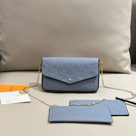 Blue Casual Daily Letters Chains Embossed Bags