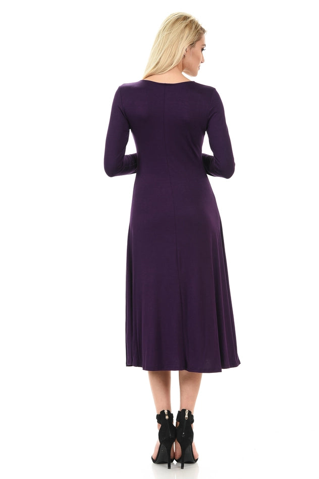 A-Line Long Sleeves Midi Dress Open Pack