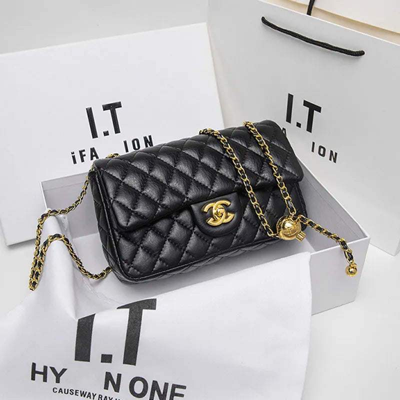 Black Fashion Street Solid Chains Bags
