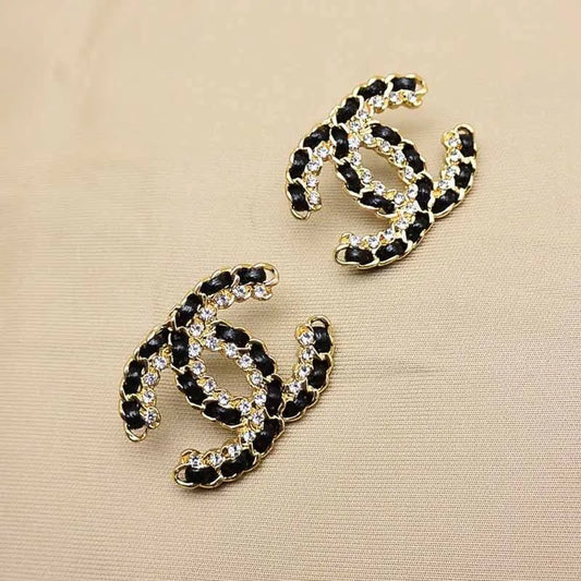 Black Simplicity Letter Patchwork Earrings