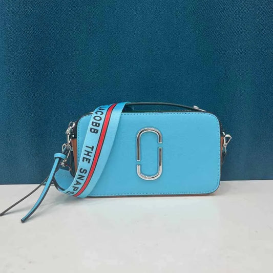 Baby Blue Street Simplicity Letter Patchwork Zipper Bags