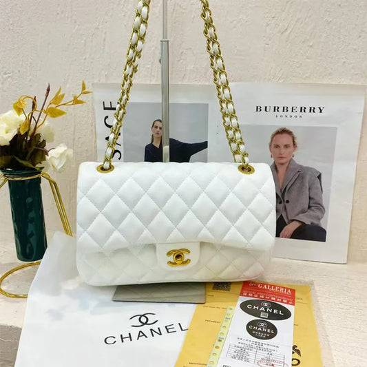 White Celebrities Solid Color Patchwork Texture Bags