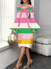 Vintage Printed Flared-sleeve Dress,