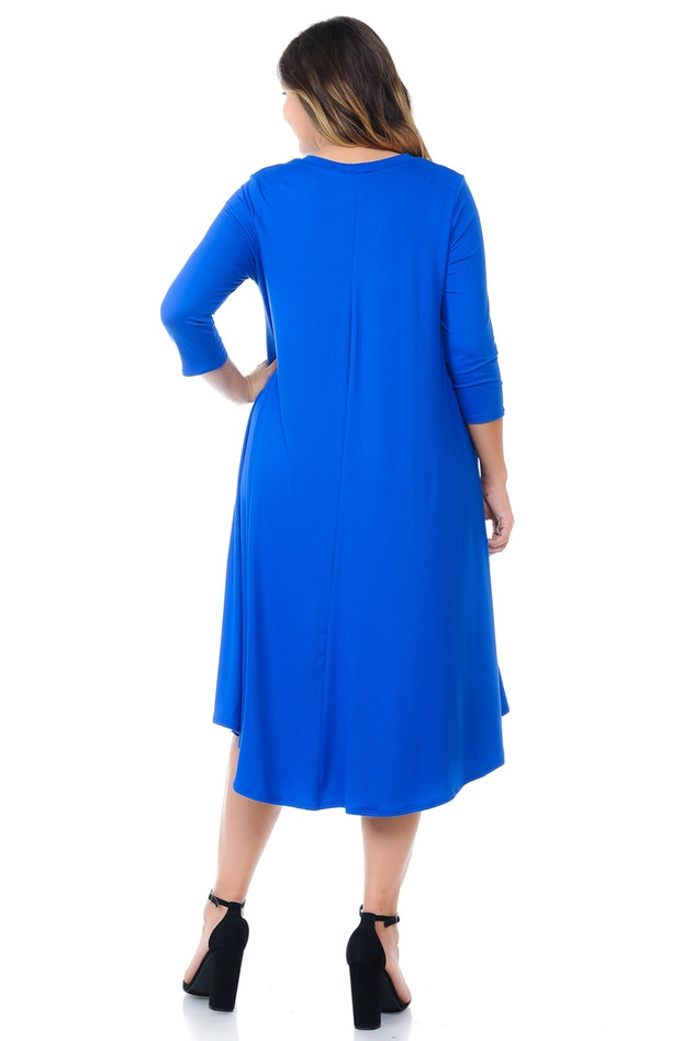A-Line Swing Trapeze Midi Dress Plus