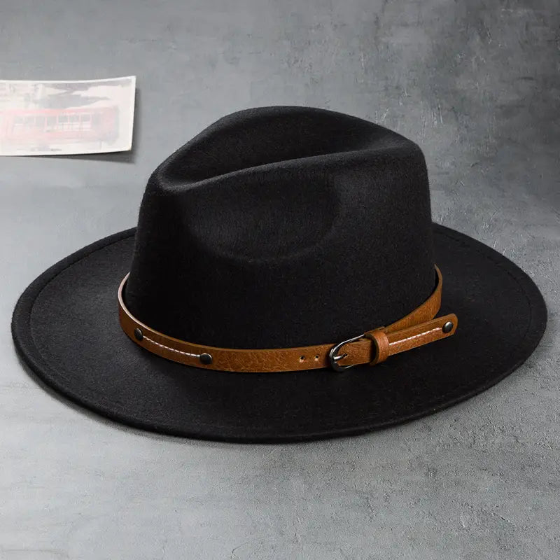 Jazz Top Hat European And American Big Brim Hat Fashion Felt Hat Sun Hat Unisex