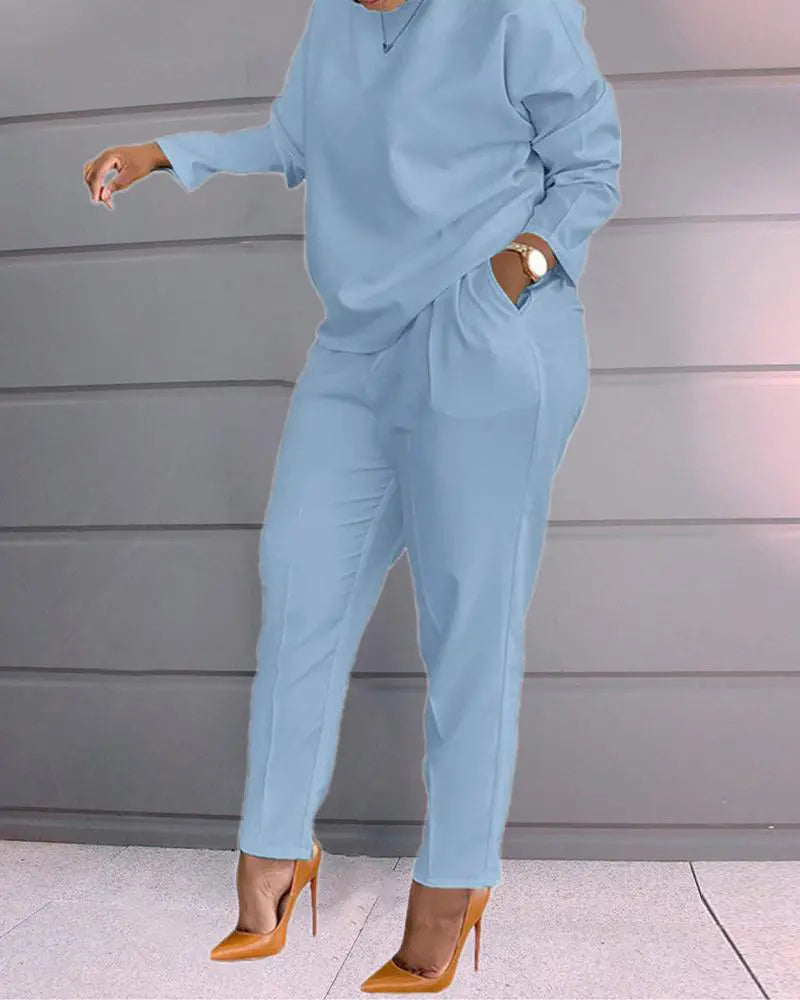 Pre-Fall Long Sleeve Top & Pocket Design Pants Set