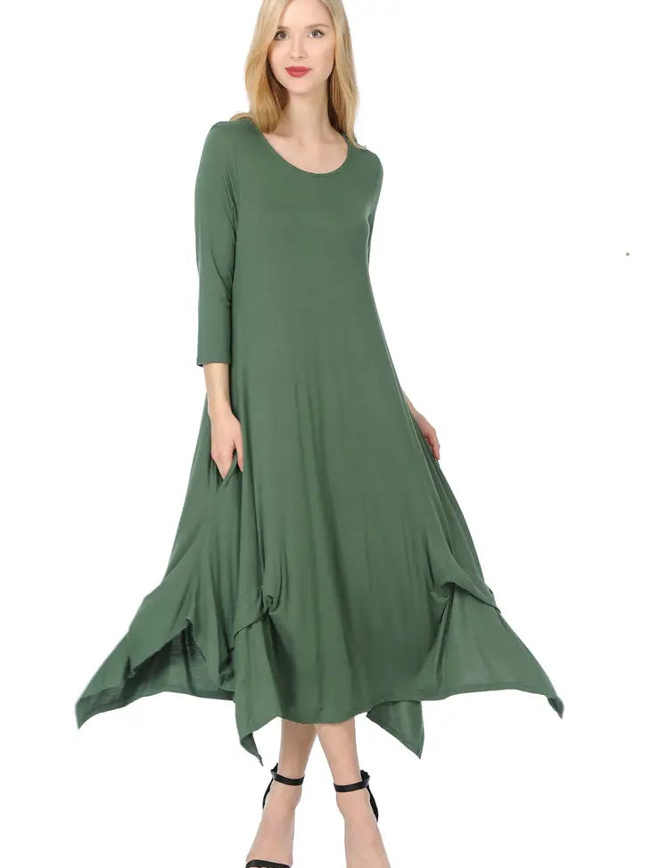 Handkerchief Midi Dress with Pockets