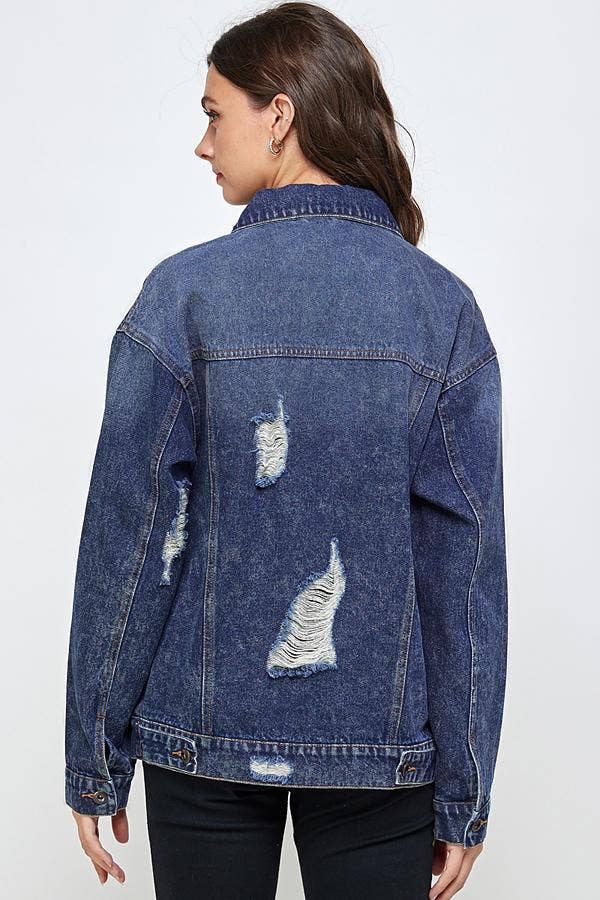 DESTROYED OVERSIZED DENIM JACKET