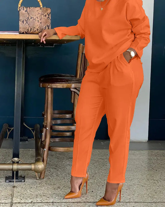 Pre-Fall Long Sleeve Top & Pocket Design Pants Set