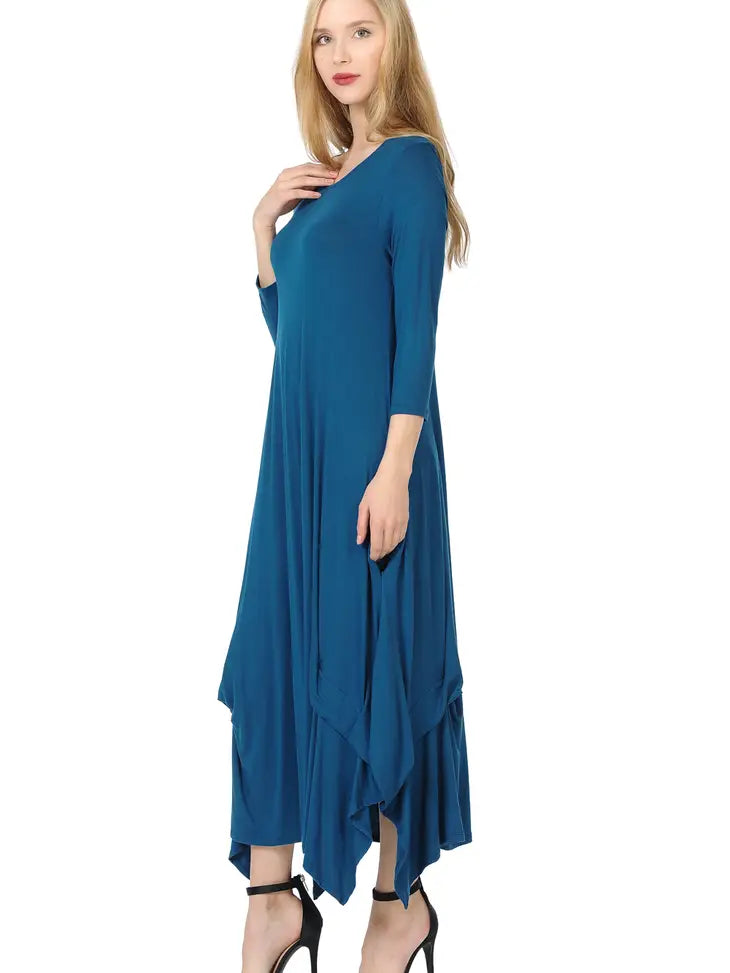 Handkerchief Midi Dress with Pockets