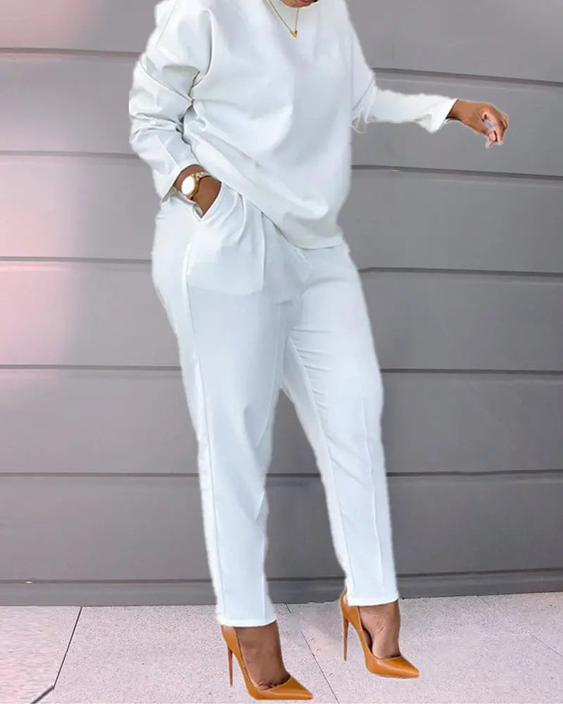 Pre-Fall Long Sleeve Top & Pocket Design Pants Set