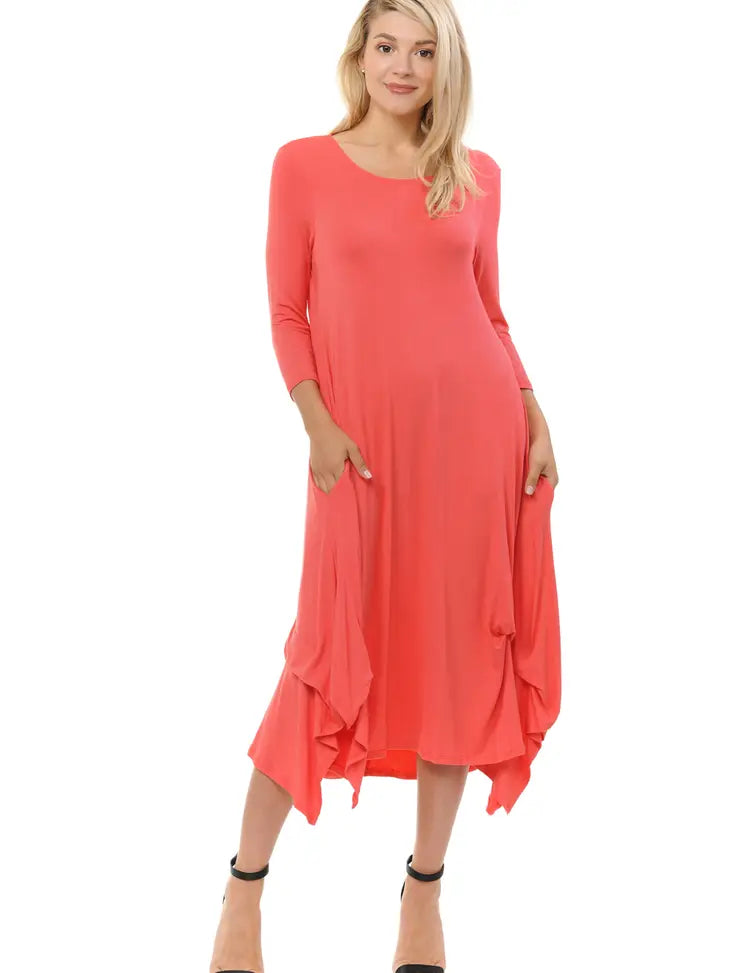 Handkerchief Midi Dress with Pockets