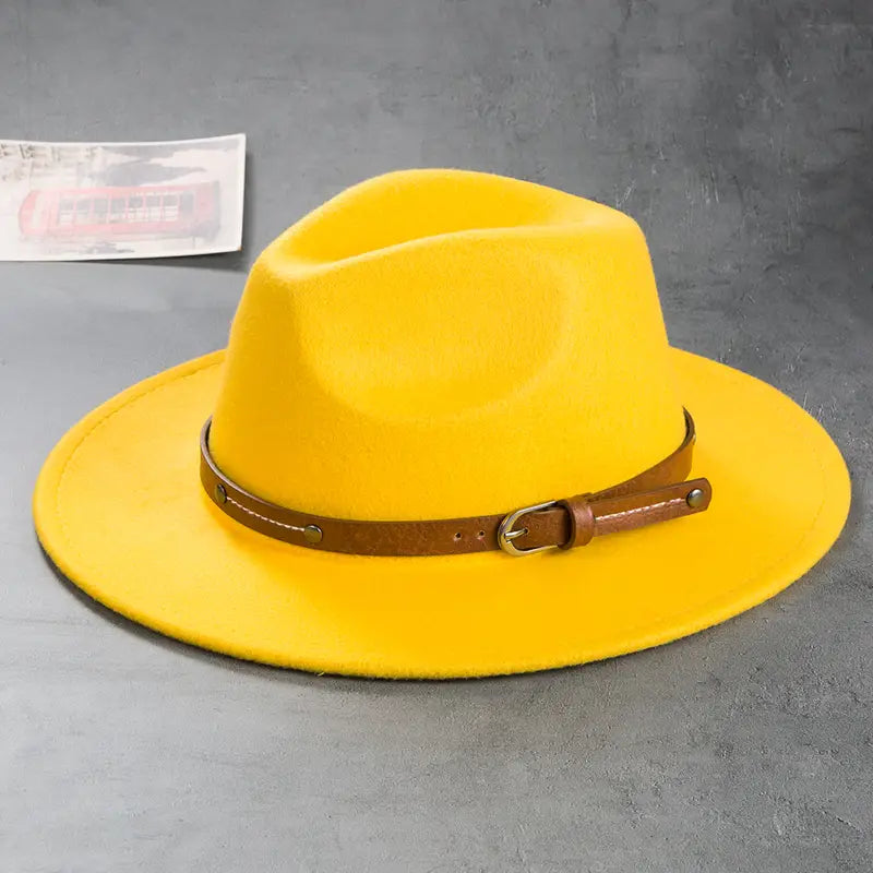 Jazz Top Hat European And American Big Brim Hat Fashion Felt Hat Sun Hat Unisex