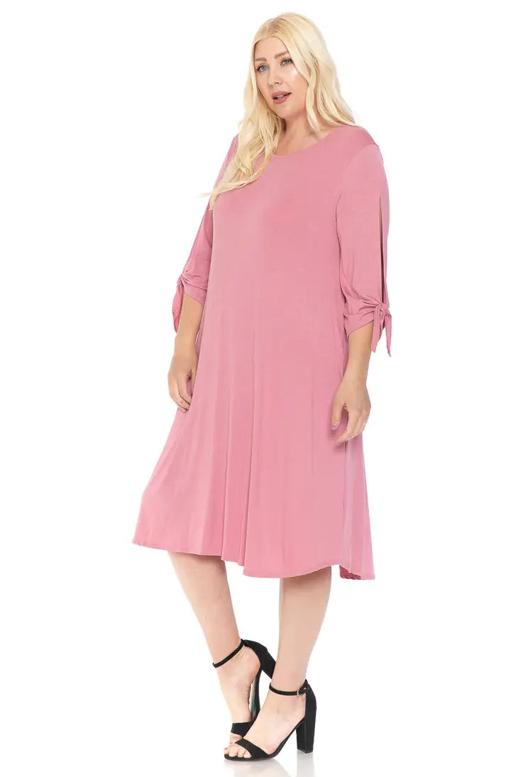 Midi Dress with Tie Sleeve