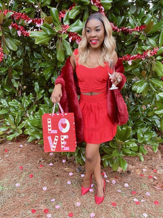 Midnight Glow Valentines Gala 2 pcs skirt set