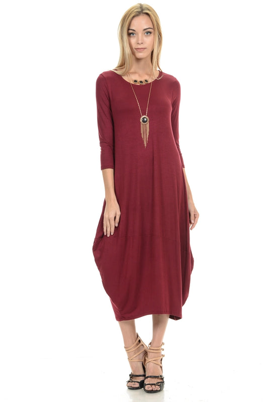 Cocoon Midi Dress with Pockets