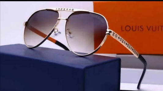 Black Gold Street Simplicity Letter Patchwork Sunglasses