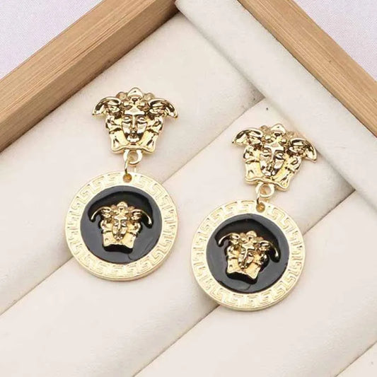 Black Vintage Figure Patchwork Earrings