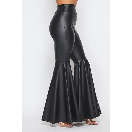 Plus Faux Leather Leggings Flaring Bell Bottoms