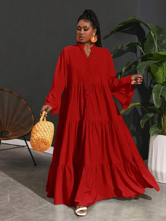 Loose A-Line Shirt Dress, Casual Holiday Wear For Women Fall
