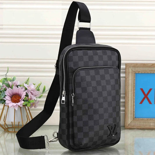 Grey Black Street Letters Patchwork Zipper Bag