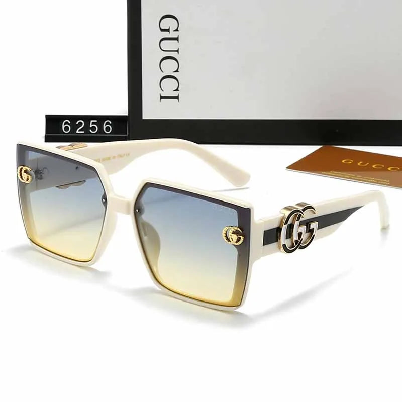 Cream White Casual Simplicity Letter Patchwork Sunglasses