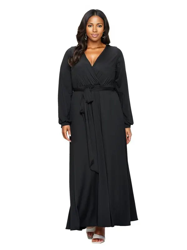 Surplice Belted Maxi Dress