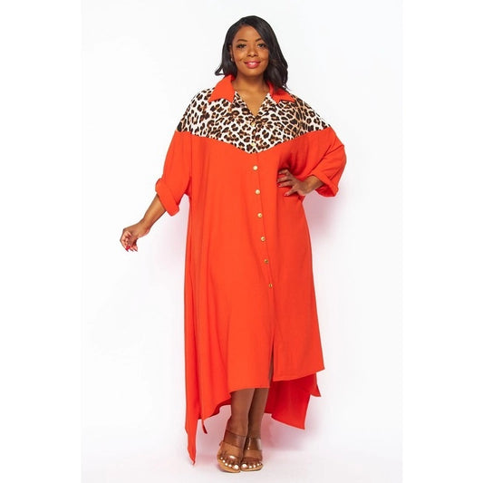 Plus Size Button Down Maxi Dress Top