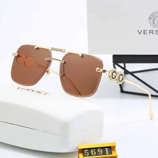 Brown Casual Street Figure Patchwork Sunglasses