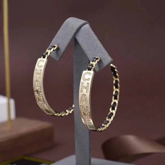 Black Street Letter Patchwork Earrings