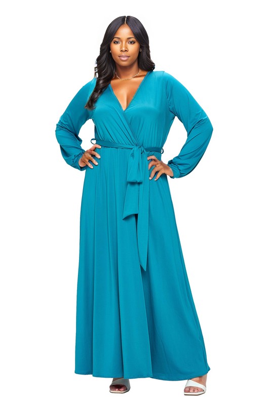 Surplice Belted Maxi Dress