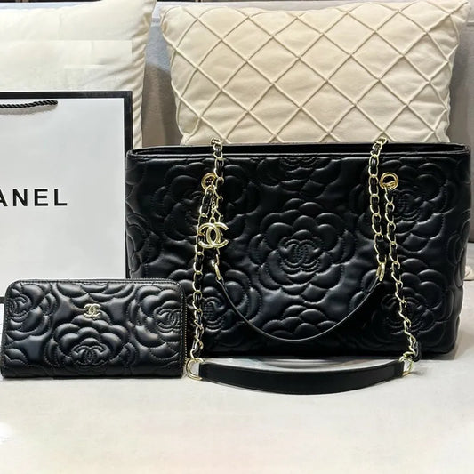 Black Casual Daily Flowers Patchwork Chains Embossed Bags