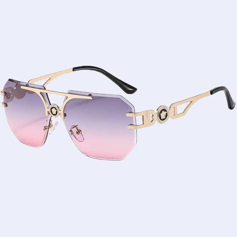 Gray Pink Street Simplicity Figure Patchwork Sunglasses