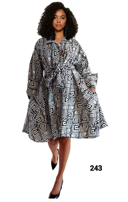 Cotton Short Dress / Blouse- Geometric Pattern